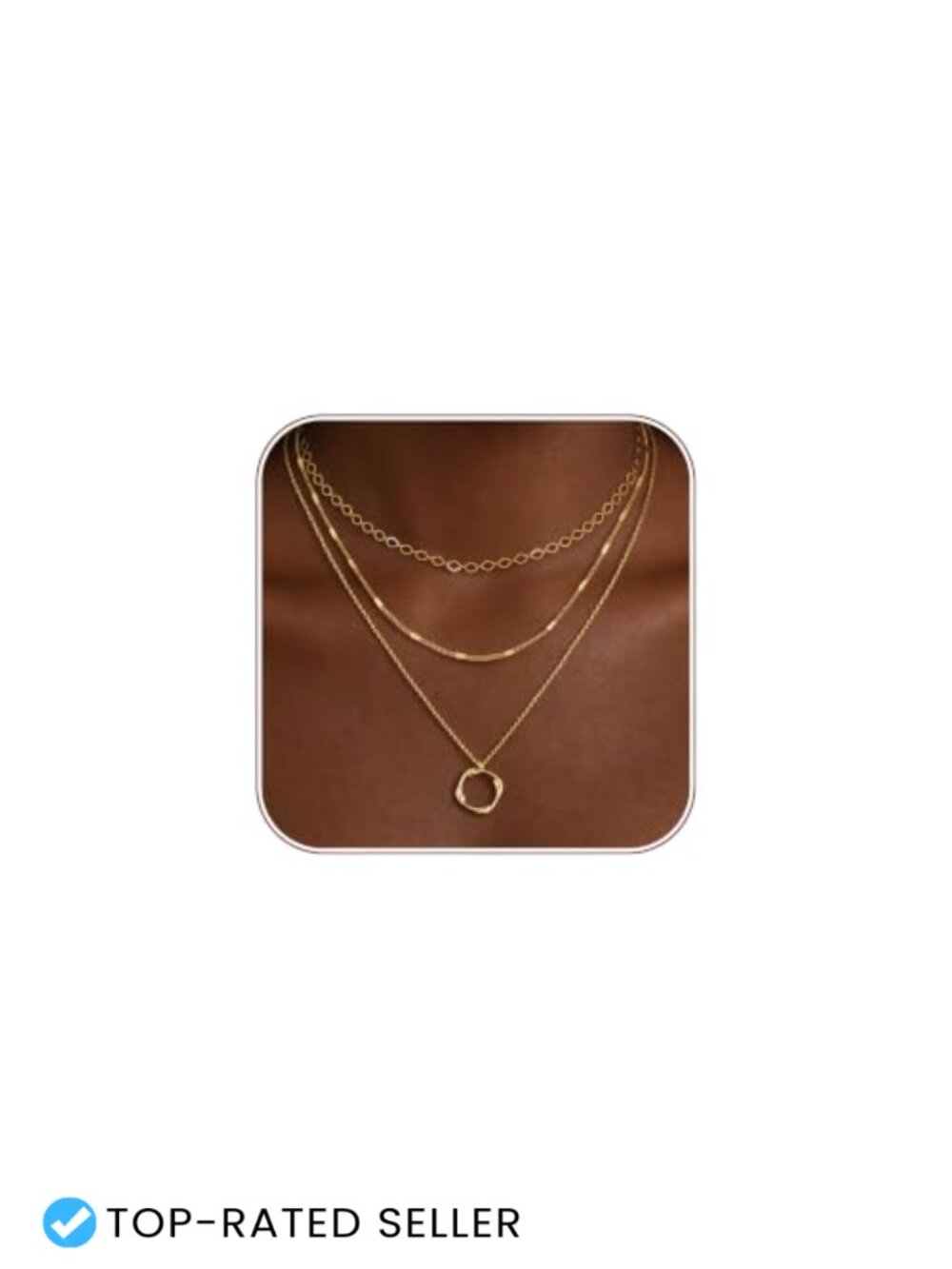 3Pc 14K Gold Plated Layered Necklace Set Women